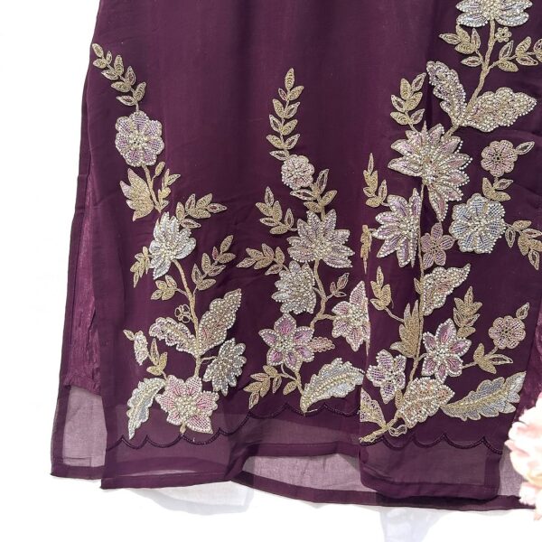 Embroidered Suit Set with Dupatta – Premium Ethnic Wear for Women | Purple Heavy Suit set | Dark Green Suit Set - Image 10