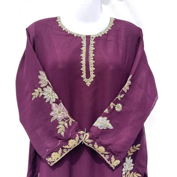 Embroidered Suit Set with Dupatta – Premium Ethnic Wear for Women | Purple Heavy Suit set | Dark Green Suit Set - Image 13