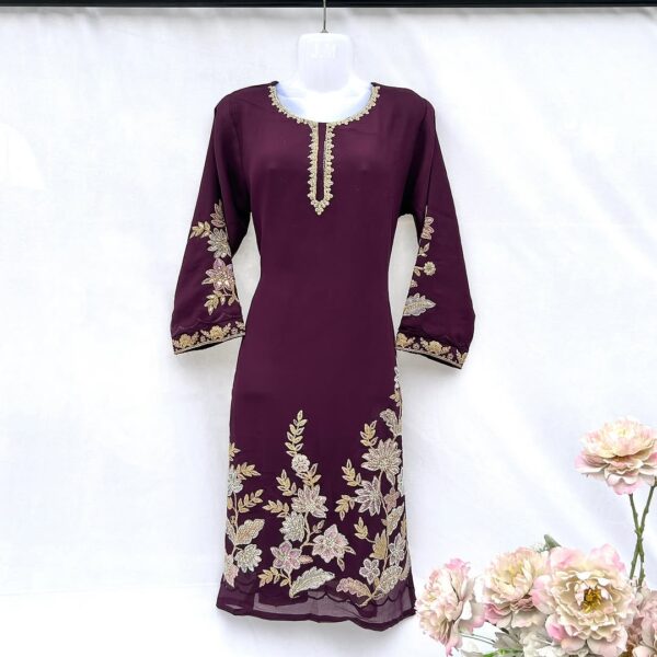 Embroidered Suit Set with Dupatta – Premium Ethnic Wear for Women | Purple Heavy Suit set | Dark Green Suit Set - Image 16