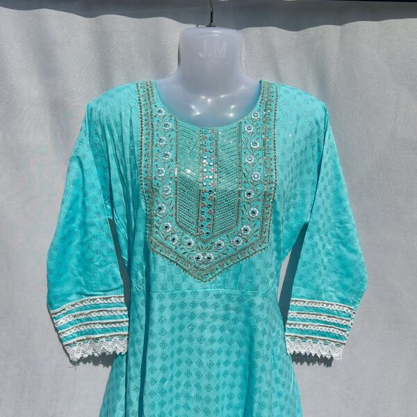 Elegant Embroidered Cotton Frock - Image 10