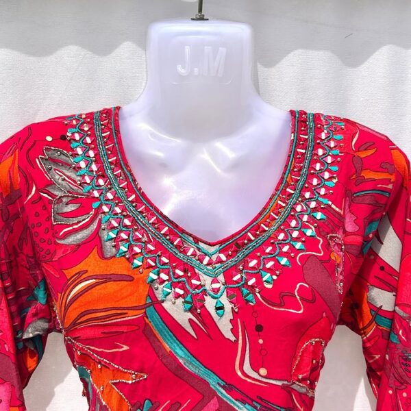 Stylish Printed Short Frock & Sharara Set with Dupatta - Image 5