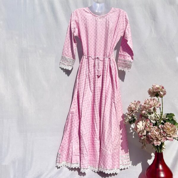 Elegant Embroidered Cotton Frock - Image 5