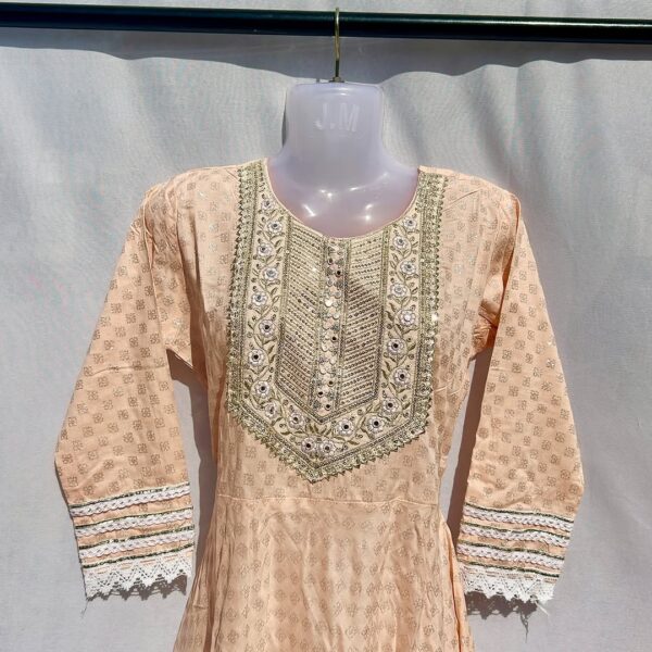 Elegant Embroidered Cotton Frock - Image 17