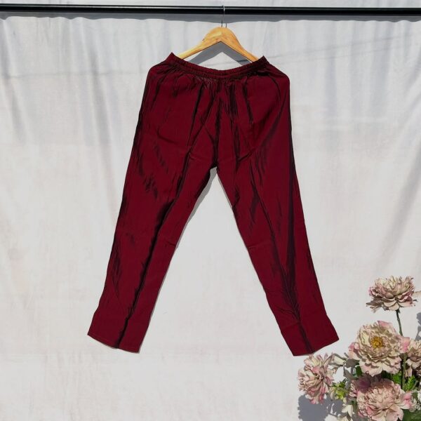 Maroon Embellished Kurti Pant Set with Banarasi Dupatta – Festive & Traditional Wear - Image 5