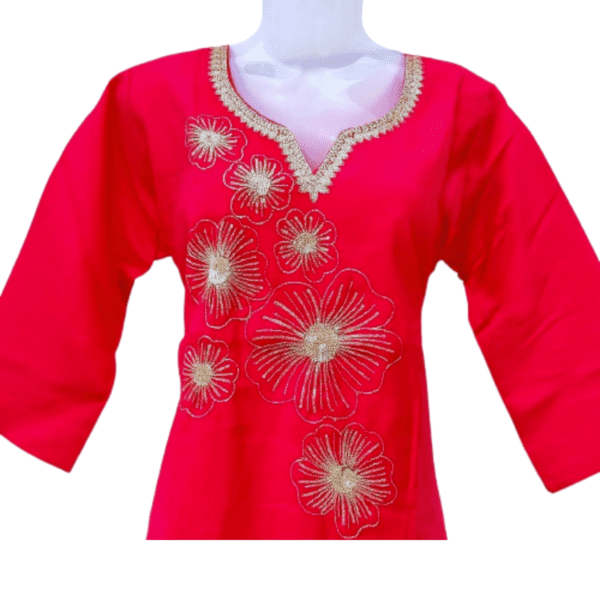 Pink floral kurti set with green pants and printed dupatta from Twixica in Delhi
